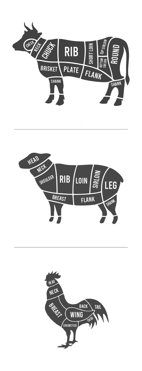 Beef Lamb Chicken Parts Illustration by Kasperia.Studio